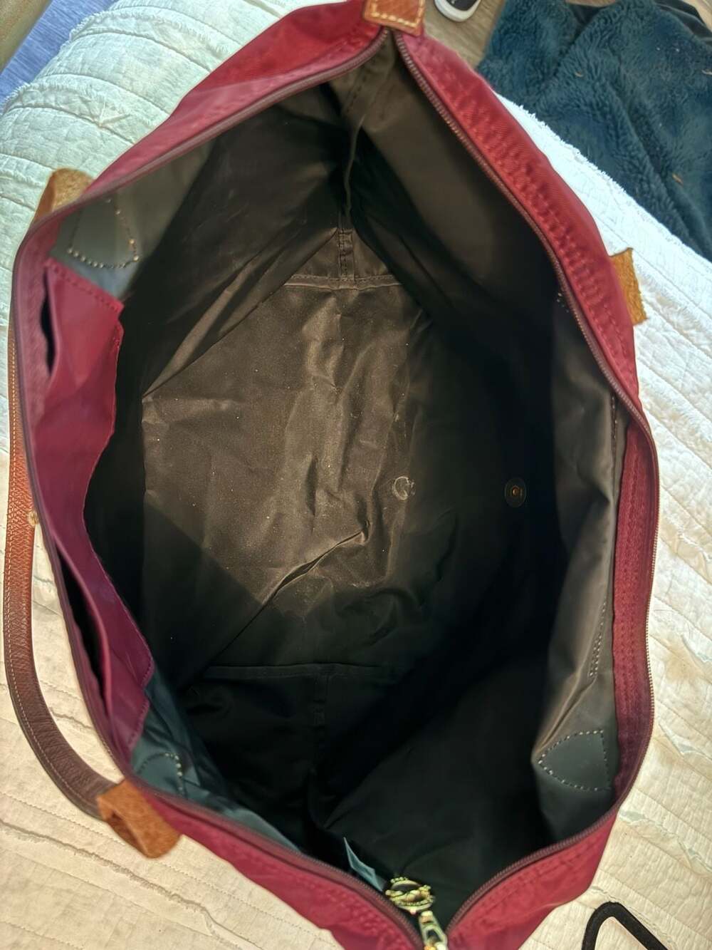 Longchamp Le Pliage Nylon Tote Bag in Burgundy - Picture 6 of 7